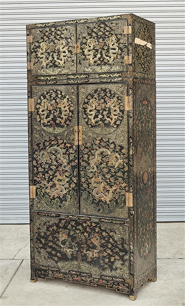 Tall Chinese painted wood two piece 2aeda3