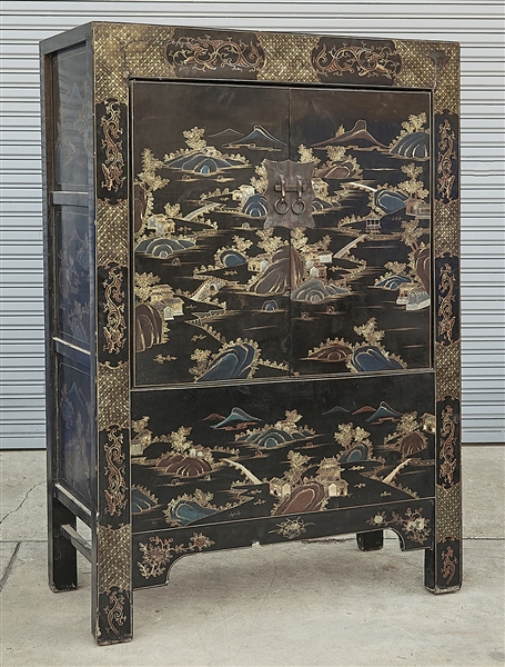 Chinese painted wood two door cabinet  2aeda5