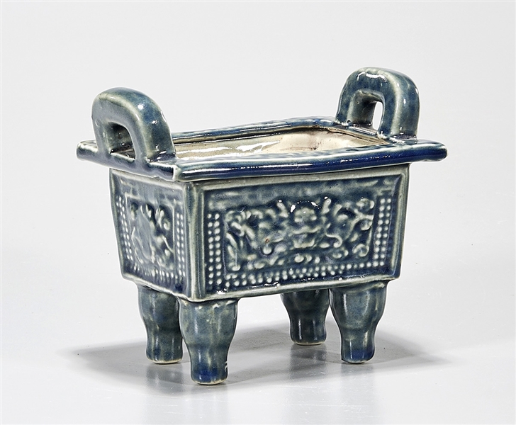 Chinese blue glazed rectangular