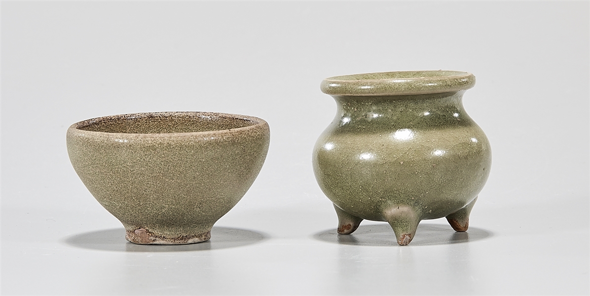 Two Chinese celadon ceramics; one