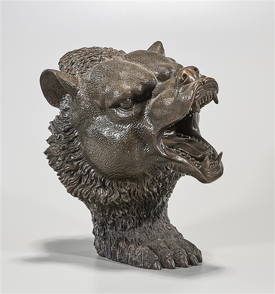 Chinese metal bear head sculpture;