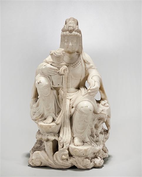 Chinese carved stone Guanyin; 20"