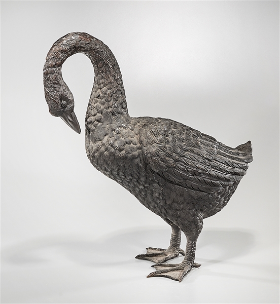 Chinese bronze figure of a goose;