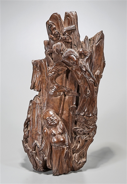 Chinese root wood carving of Immortals  2aeeb8