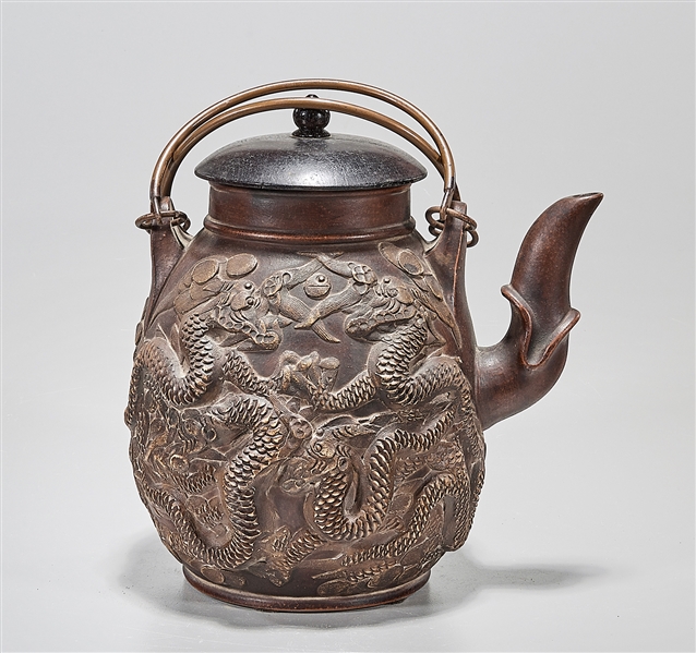 Large Chinese tea pot; with dragons
