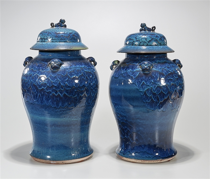 Two Chinese blue glazed porcelain