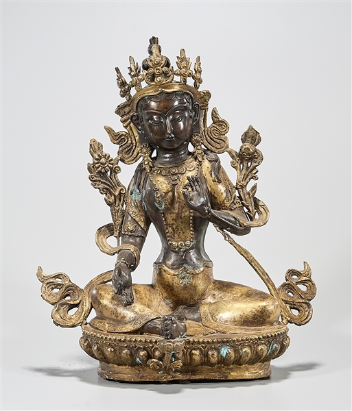 Chinese gilt bronze seated Guanyin;