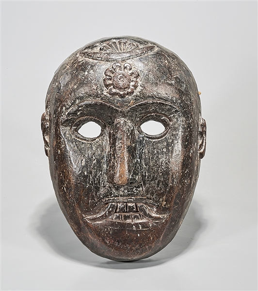 Tibetan wood mask; 12 1/2" x 10"