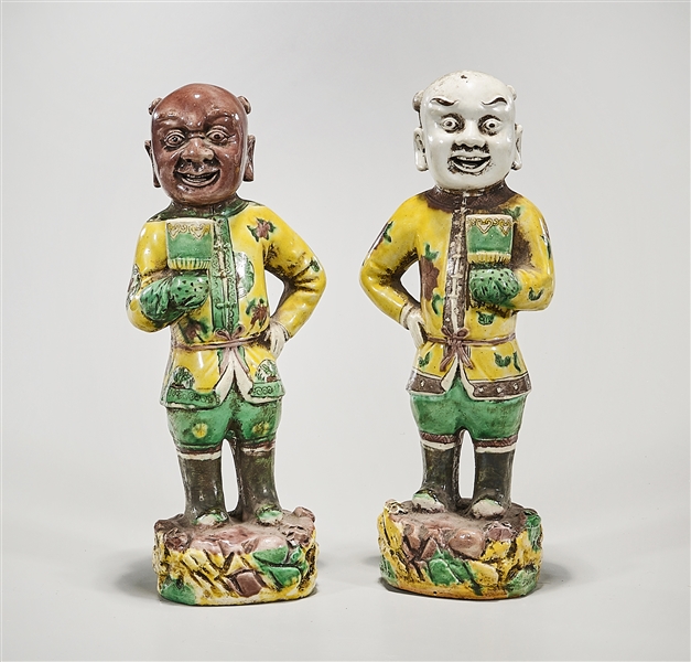 Two Chinese glazed porcelain figures;