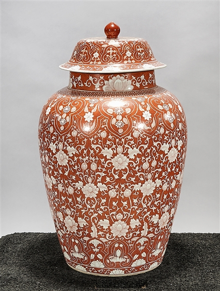 Tall Chinese red and white glazed