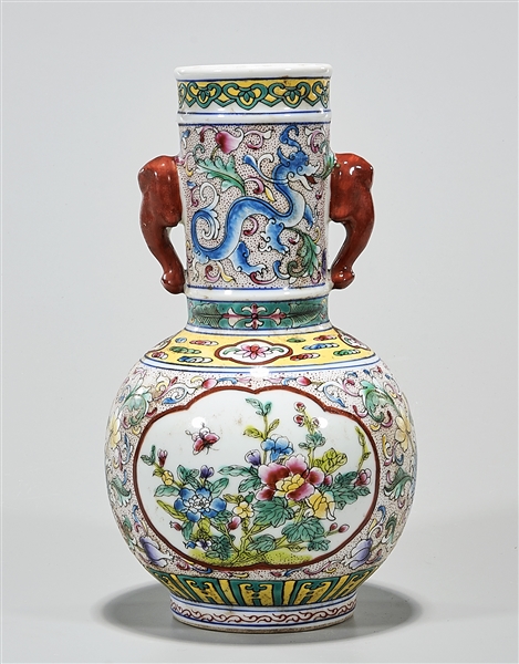 Chinese enameled porcelain vase; depicting