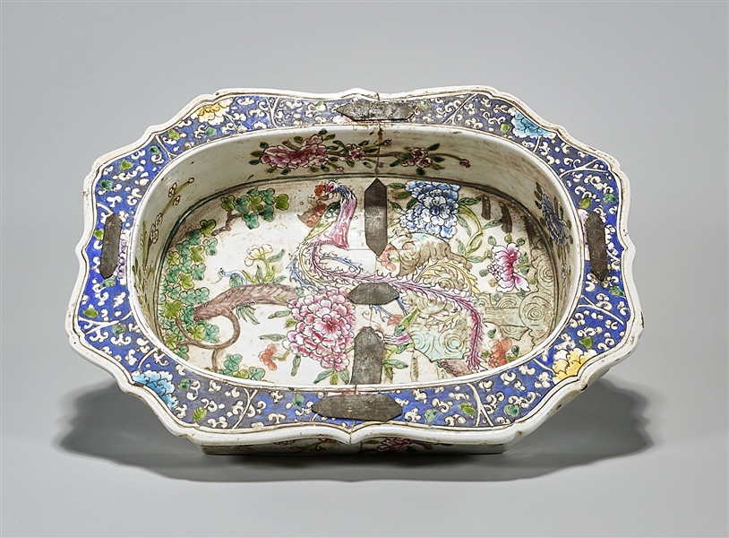 Chinese enameled porcelain basin;