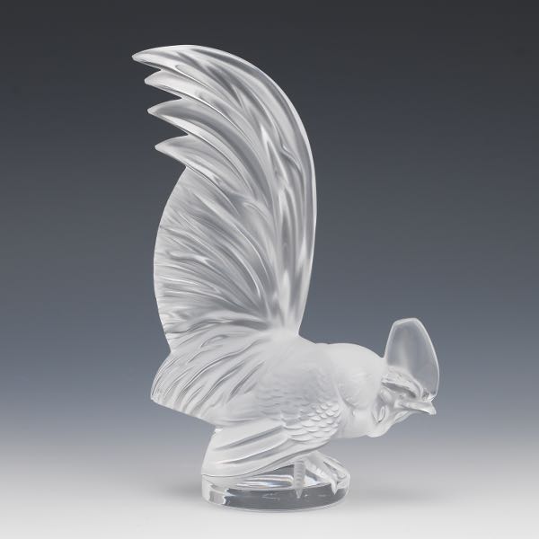 LALIQUE FRANCE GLASS ROOSTER MASCOT