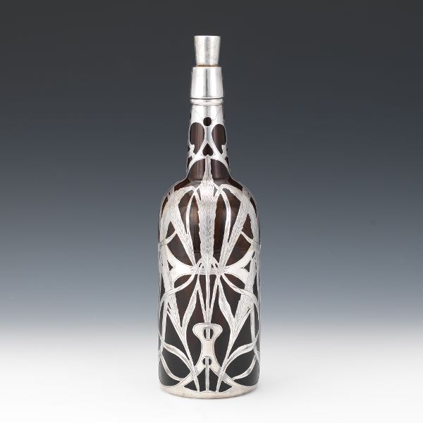 GLASS BOTTLE WITH SILVER OVERLAY