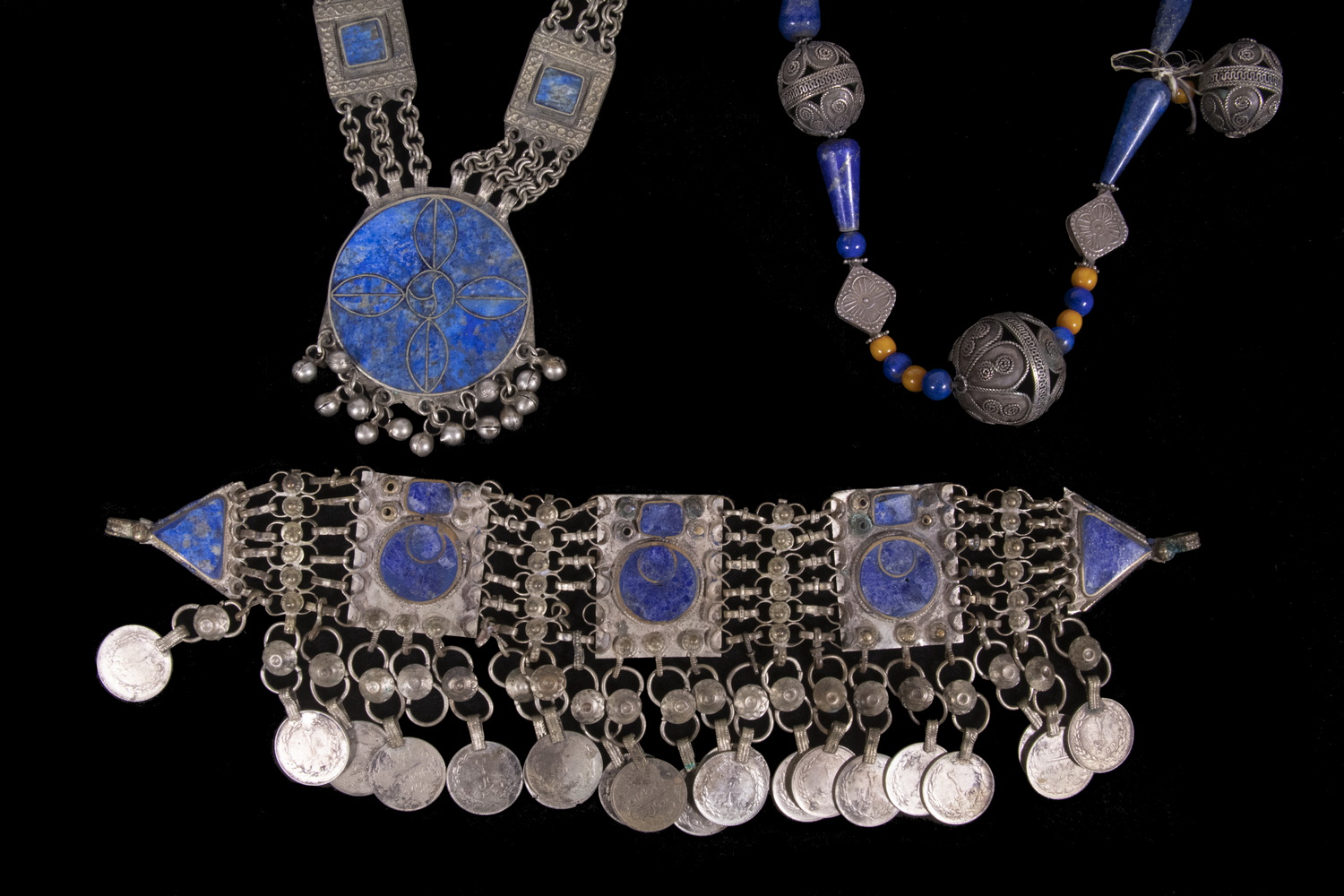  3 AFGHAN TRIBAL NECKLACES All 2b1814