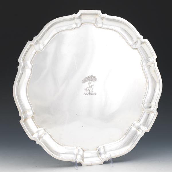 LARGE POOLE STERLING SILVER SALVER PLATEAU,