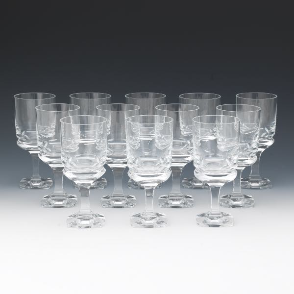 TWELVE MOSER GLASS WATER GOBLETS 6 ½