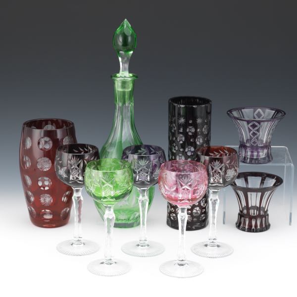 BOHEMIAN CUT GLASS SET In varying 2b187b