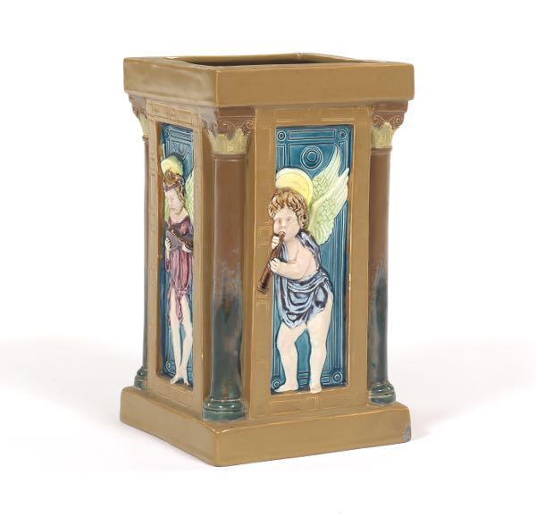 AUSTRIAN MAJOLICA MUSICAL ANGELS JARDINIERE