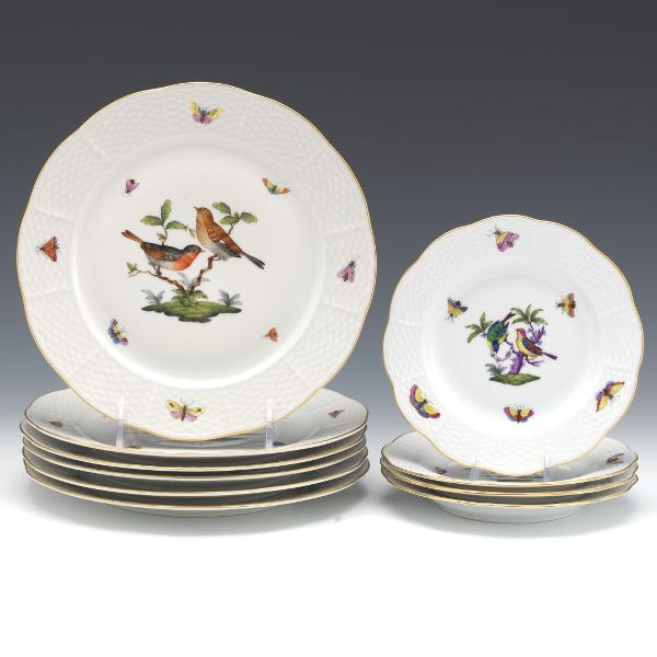 SIX HEREND PORCELAIN HAND PAINTED
