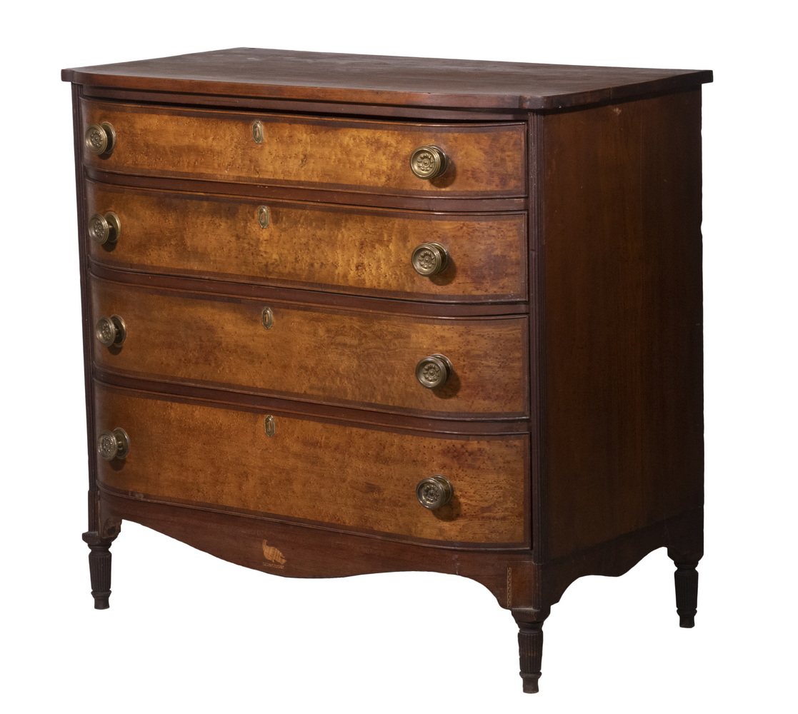 SHERATON BOWFRONT CHEST Unusual circa