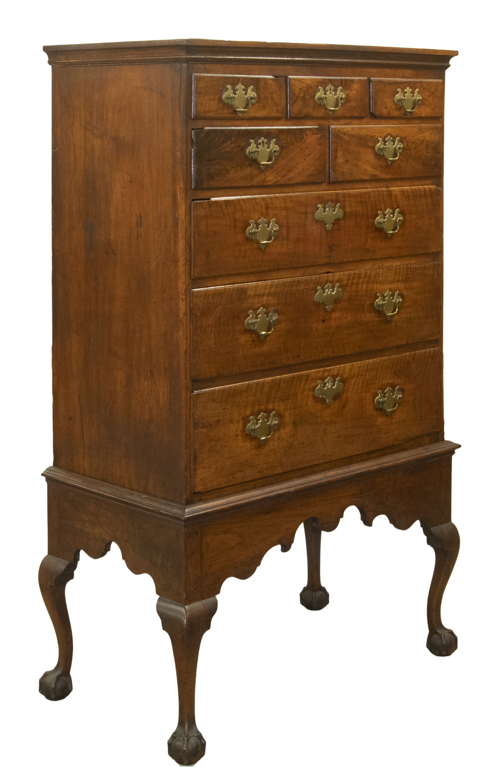 CHIPPENDALE FIGURED WALNUT CHEST 2b1b2c