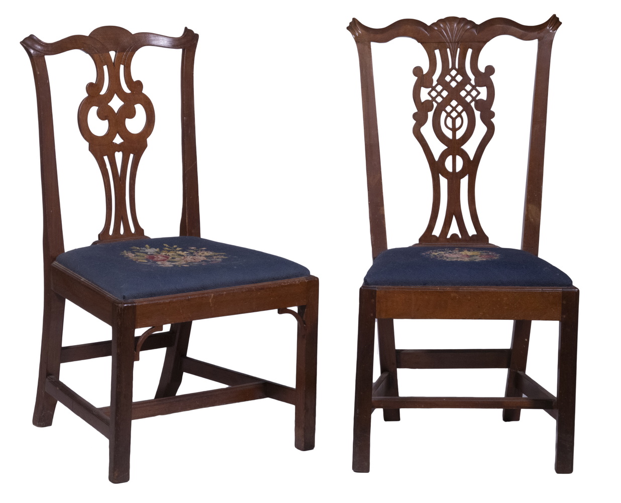 CHIPPENDALE SIDE CHAIRS WITH NEEDLEPOINT 2b1b3a