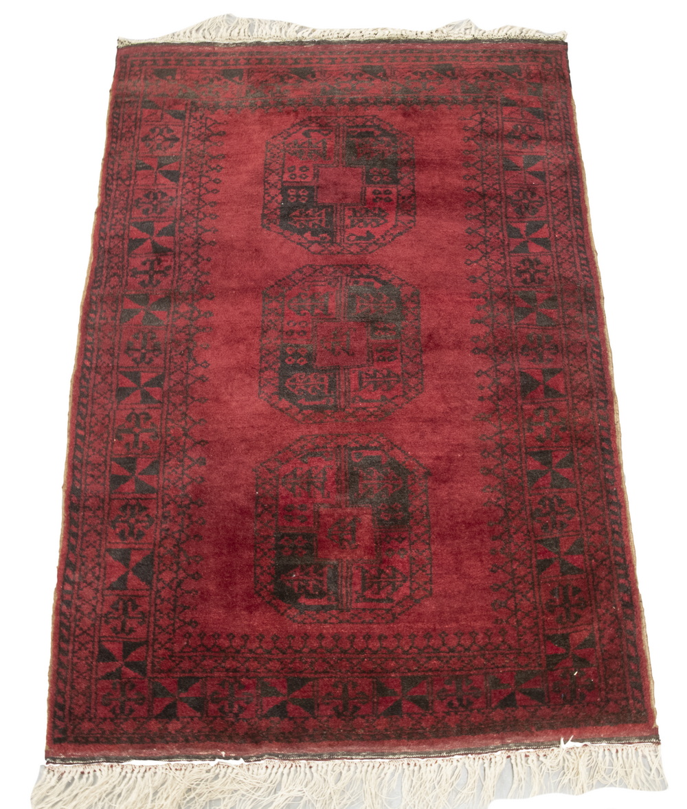 AFGHAN BOKHARA RUG (3'9" X 5'8")