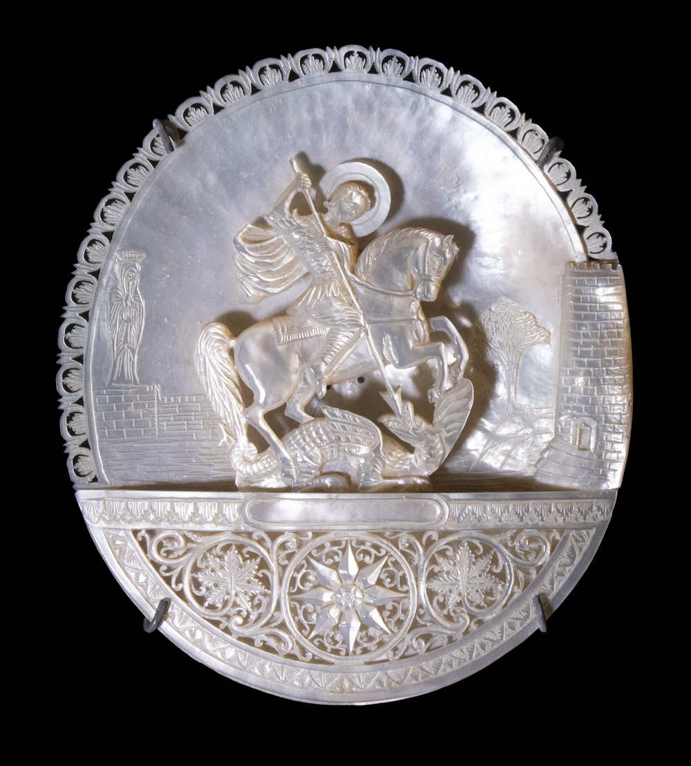 19TH C. ST. GEORGE & THE DRAGON MOTHER-OF-PEARL