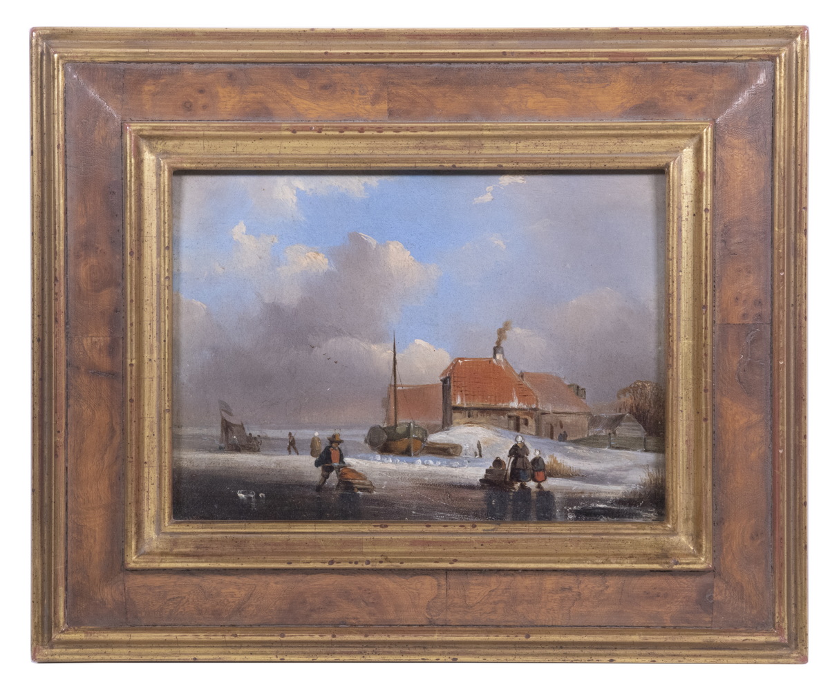 19TH C UNSIGNED DUTCH WINTER LANDSCAPE 2b1b8c