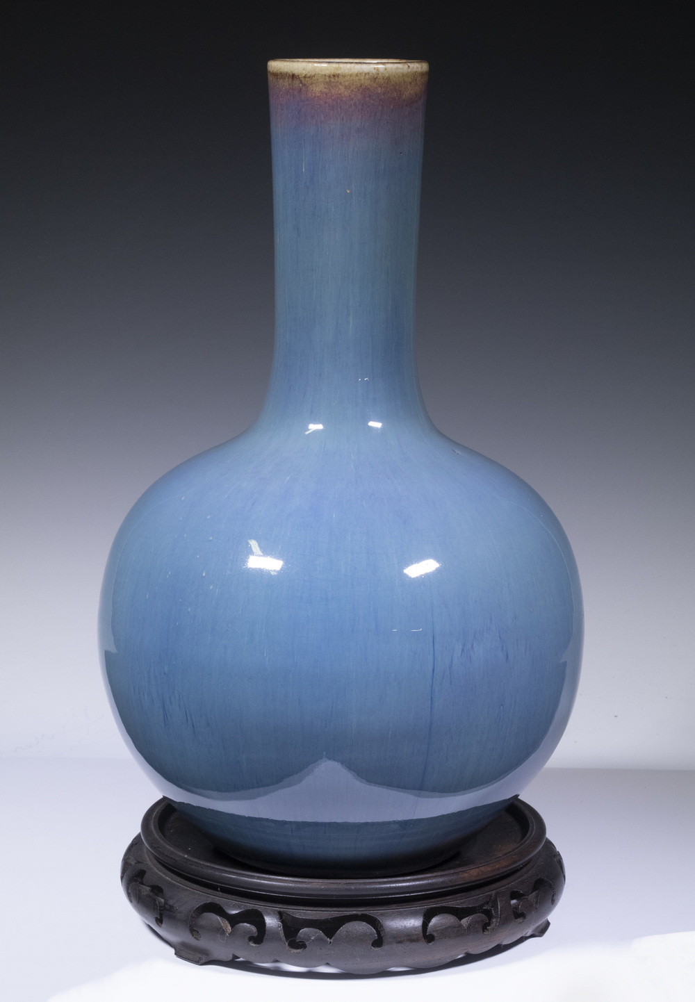 CHINESE SKY BLUE FLAMBE VASE Bottle 2b1bb9