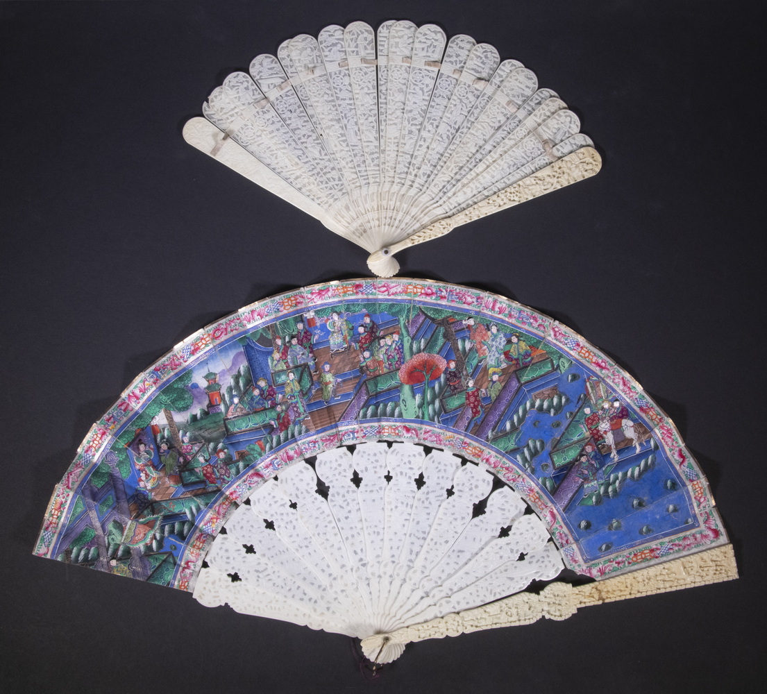 CHINESE FOLDING FANS Lot of 2  2b1bd1