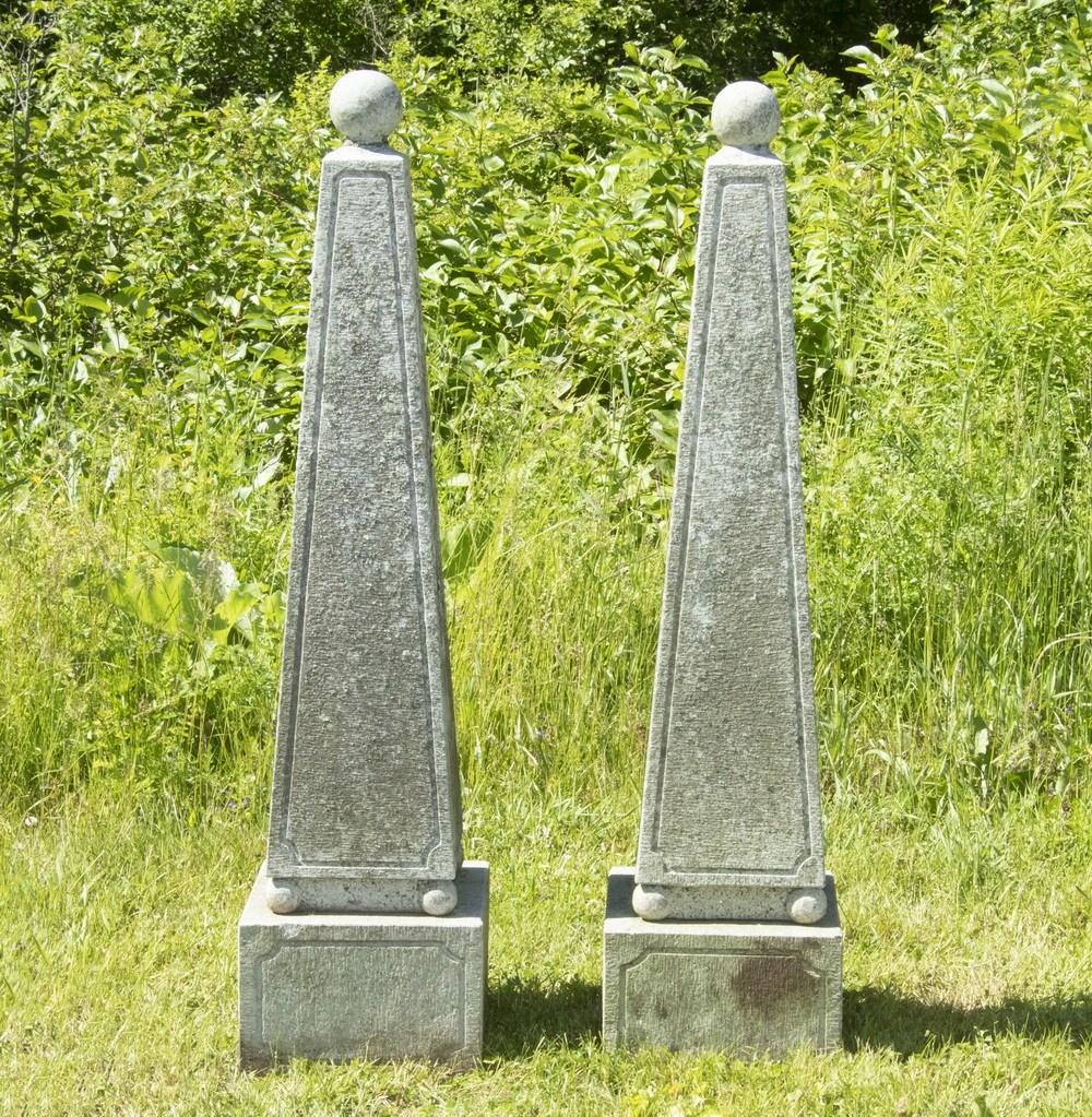 PR 19TH C. GRANITE GARDEN OBELISKS