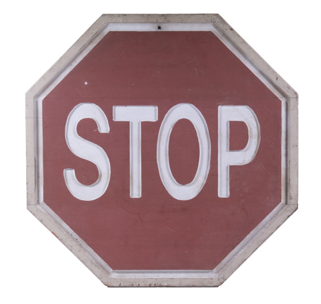 WOODEN STOP SIGN Vintage Carved 2b1c1c