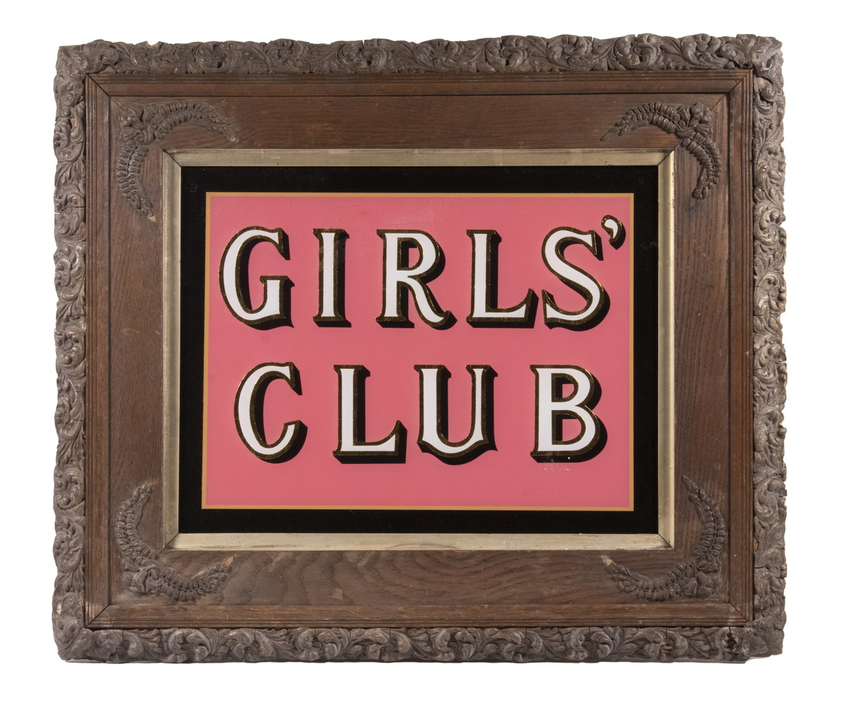 GIRLS CLUB SIGN Reverse Glass Painting