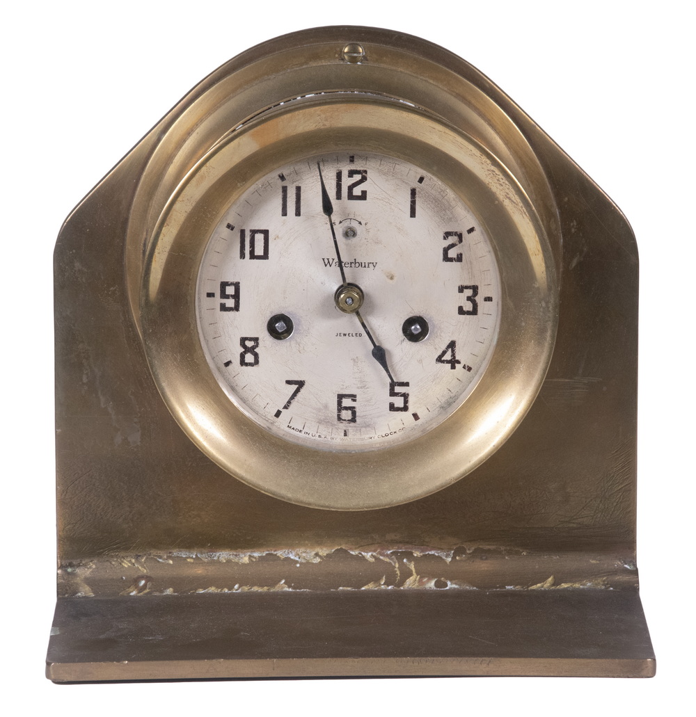 WATERBURY SHIPS BELL CLOCK Brass Cased