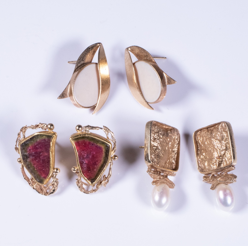 (3 PRS) GOLD EARRINGS Assorted