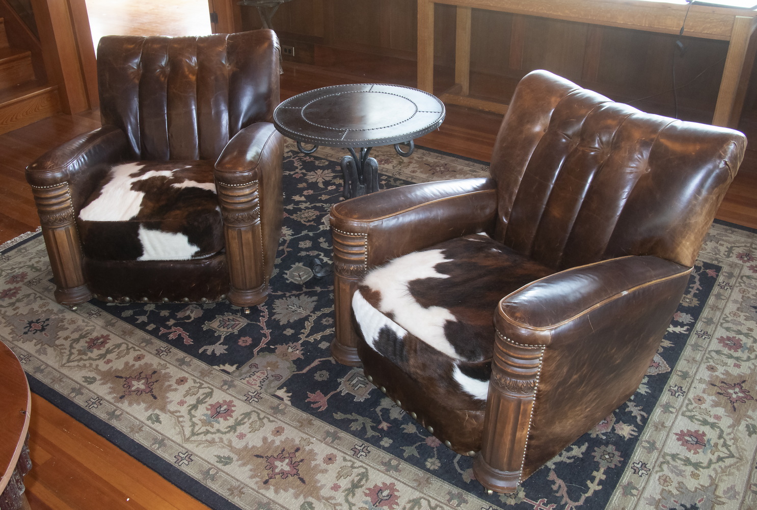 PR OLD HICKORY EASY CHAIRS Pair of Tufted