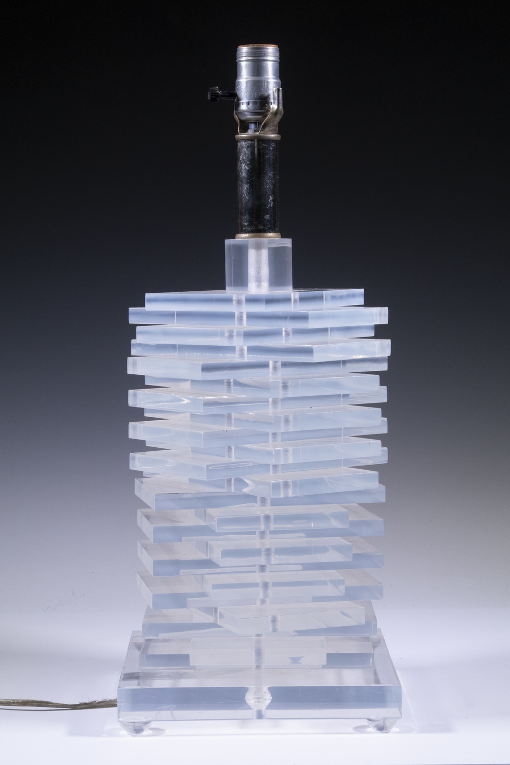 LUCITE TABLE LAMP 1970s Era Modern Design