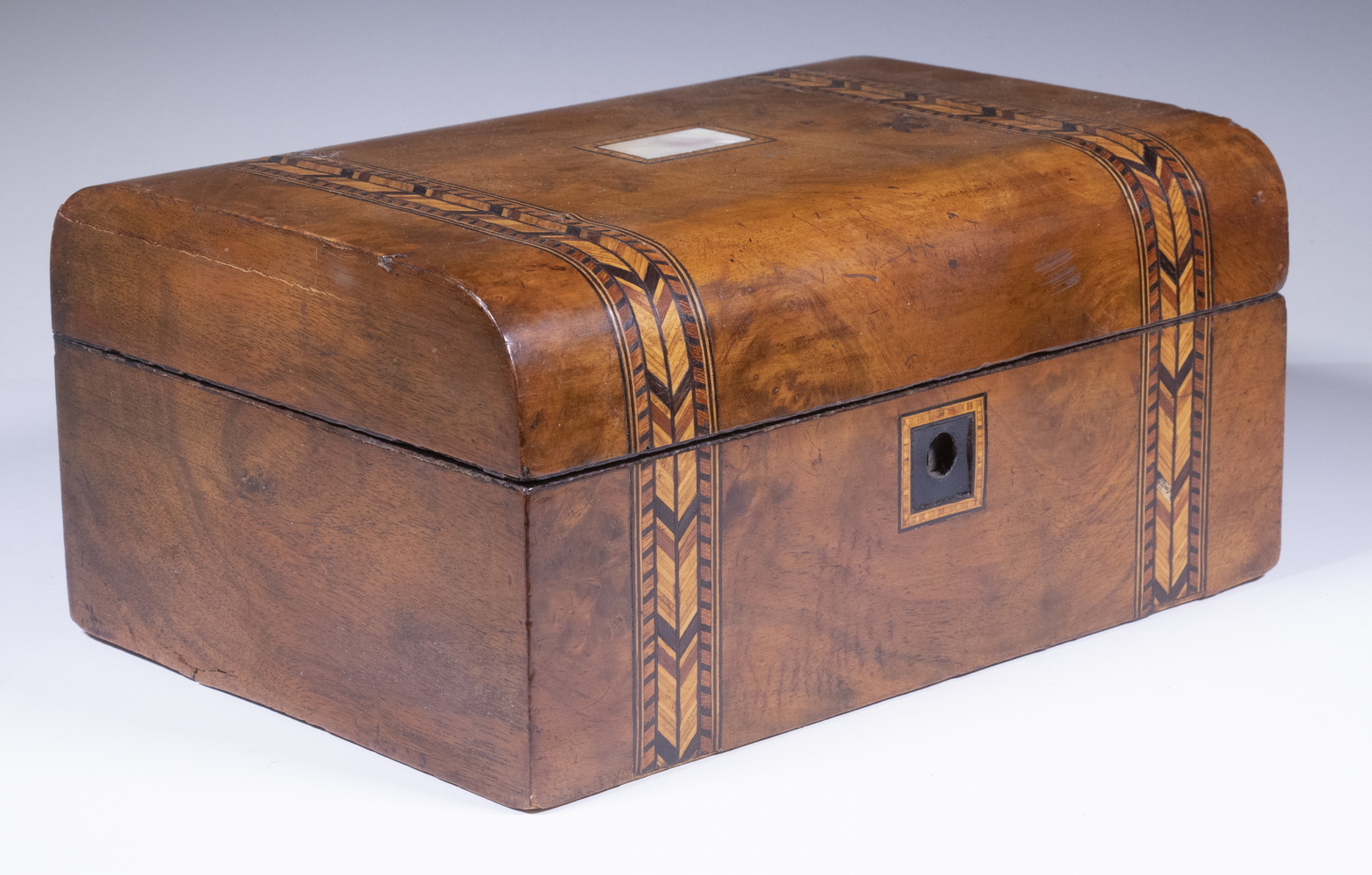 INLAID BURL WALNUT KEEPSAKE BOX