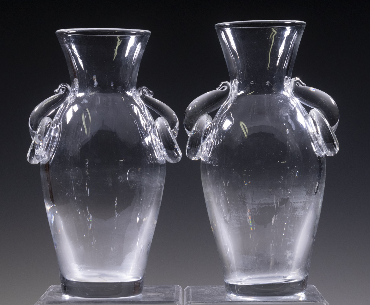 PR STEUBEN GLASS AMPHORA VASES 2b1d02