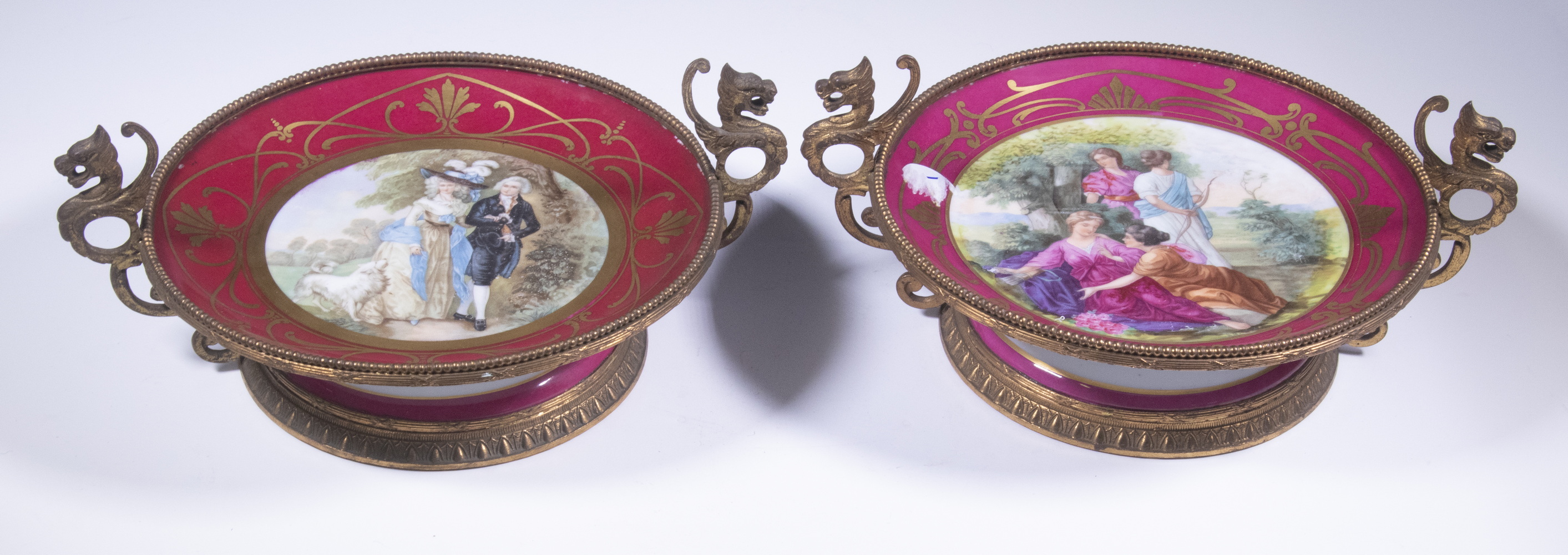 PR FRENCH PORCELAIN TAZZAS Pair