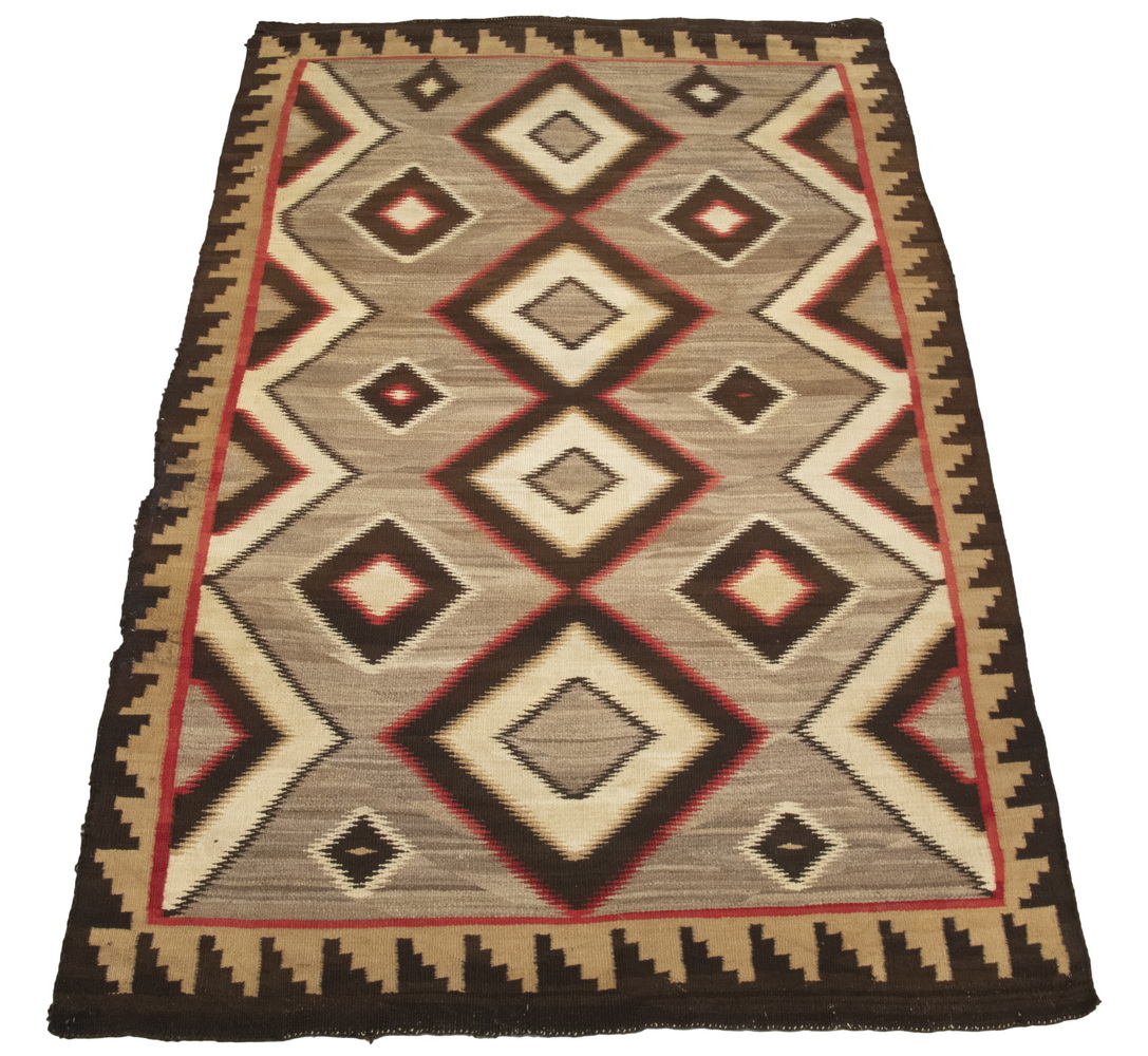 LARGE NAVAJO RUG Circa 1900 Four