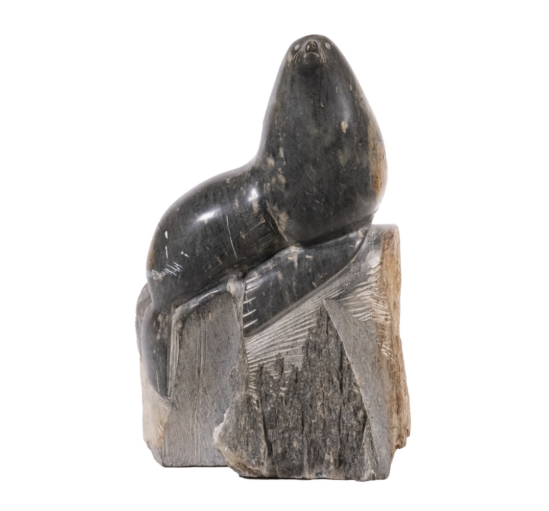 INUIT GREY SOAPSTONE CARVING OF
