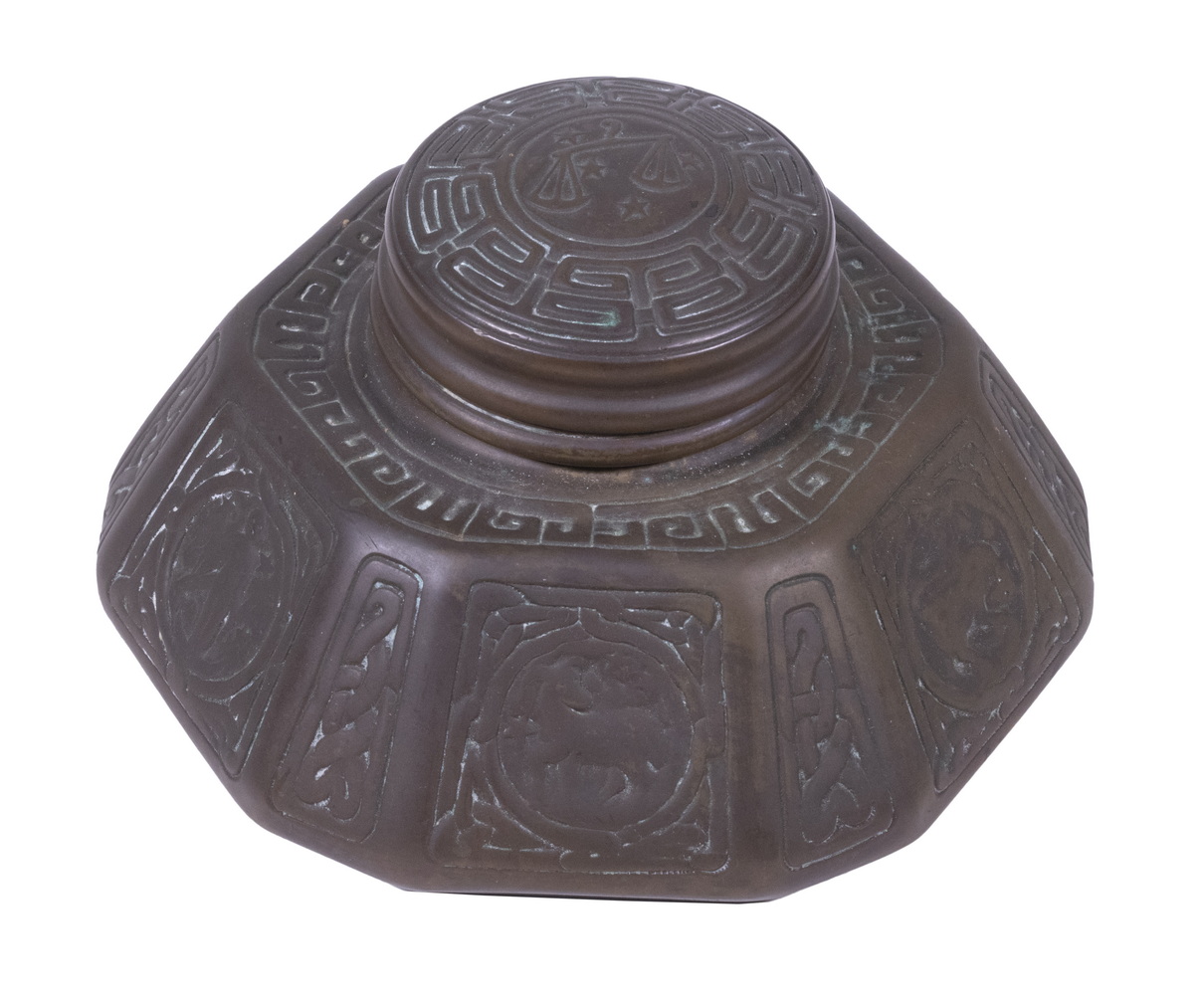 TIFFANY STUDIOS ZODIAC BRONZE INKWELL