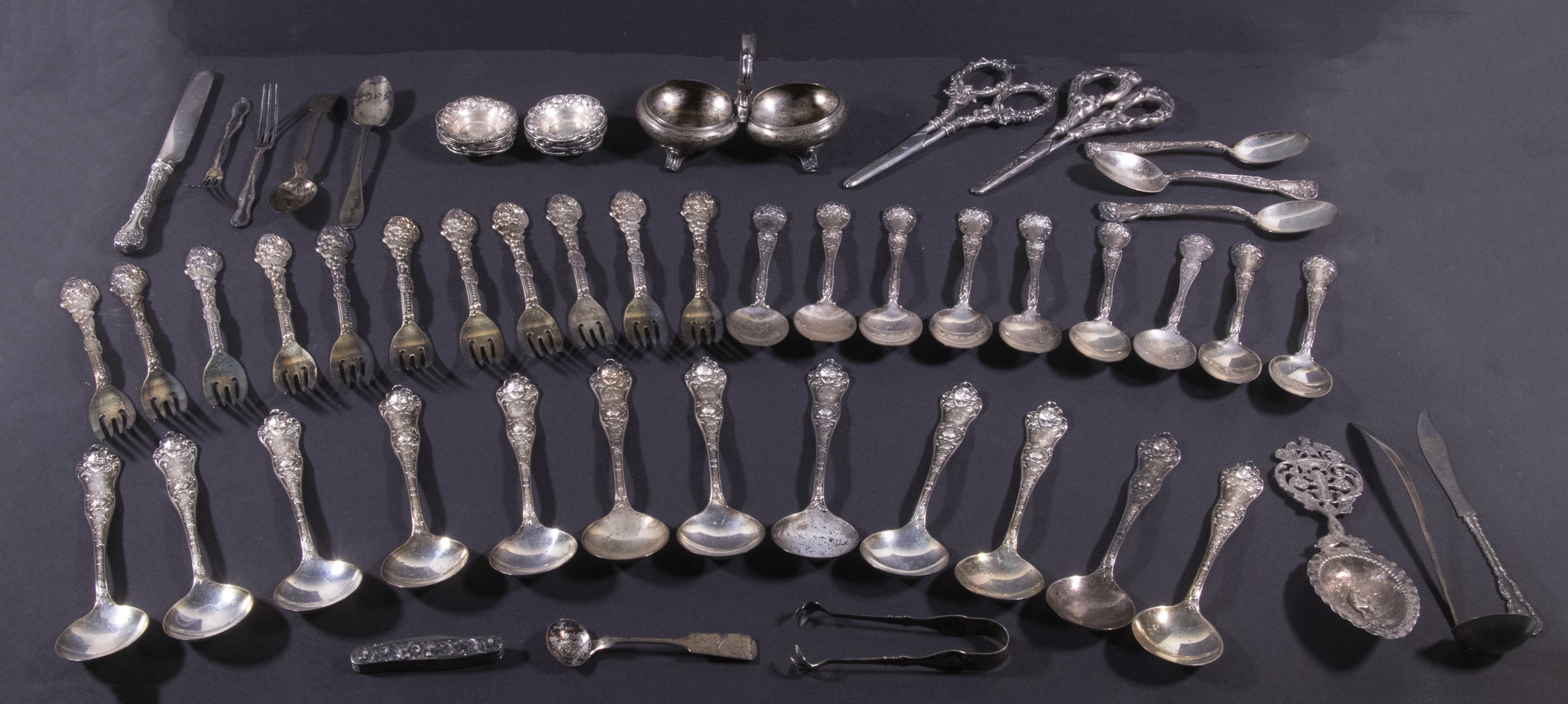 ANTIQUE SILVER FLATWARE AND ACCESSORES