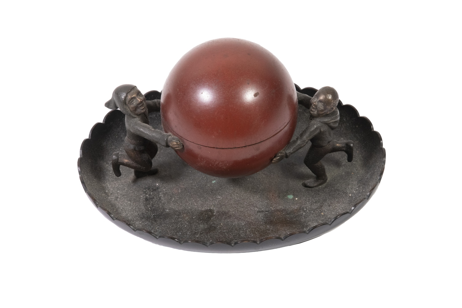 BRONZE FIGURAL INKWELL Grand Tour Era