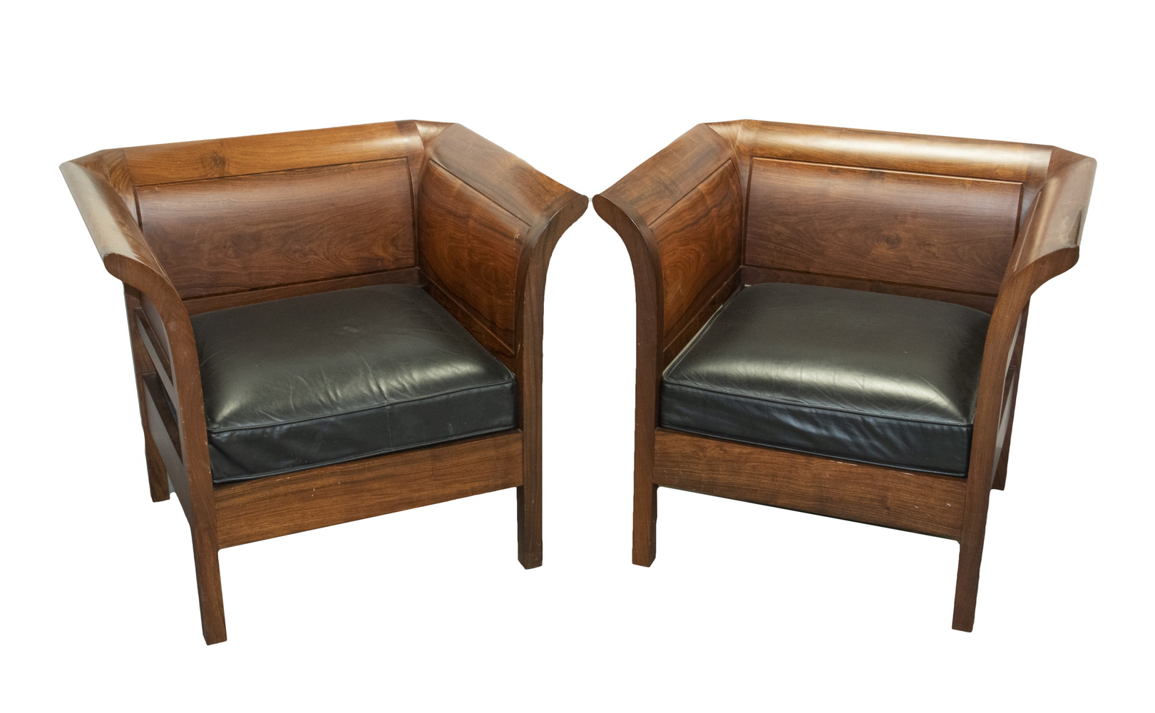 PR ROSEWOOD & LEATHER CHAIRS Pair