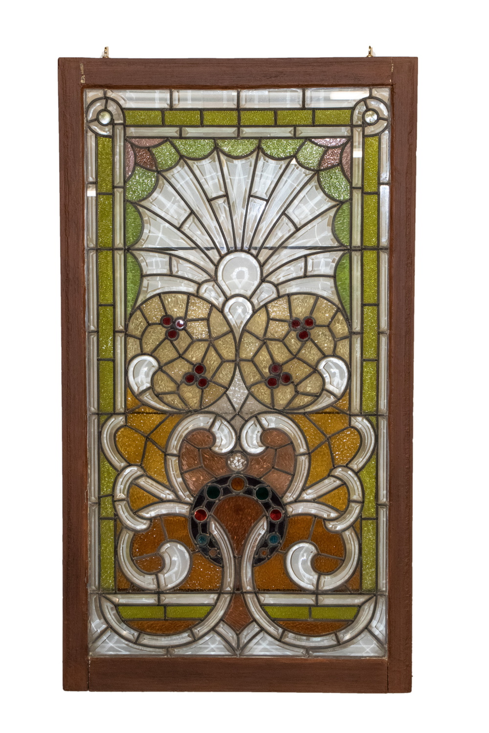 LEADED GLASS PANEL Vintage Wood 2b1f07