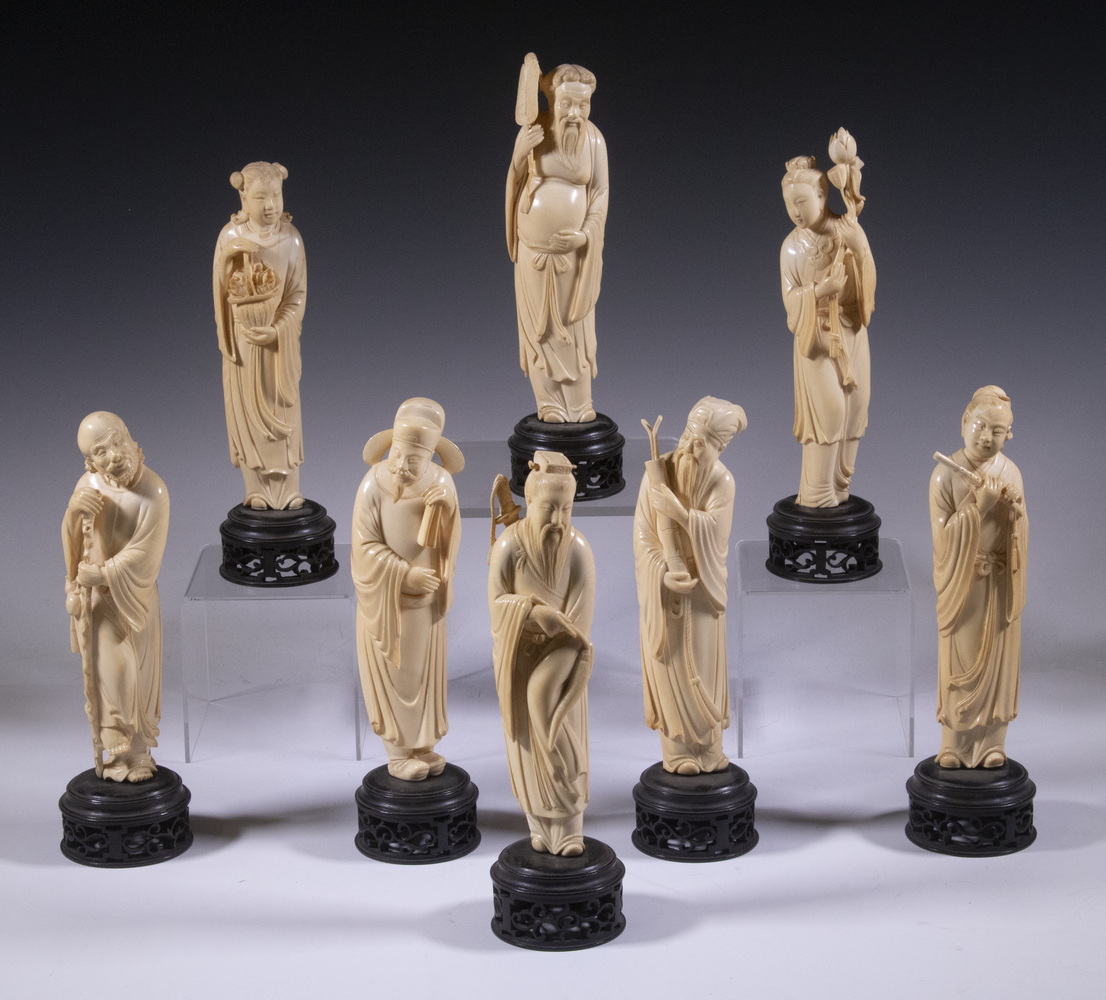  SET OF 8 CHINESE IVORY FIGURES  2b1fca